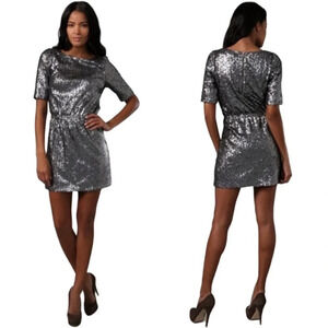 MADEWELL BROADWAY & BROOME SILVER SEQUIN DRESS